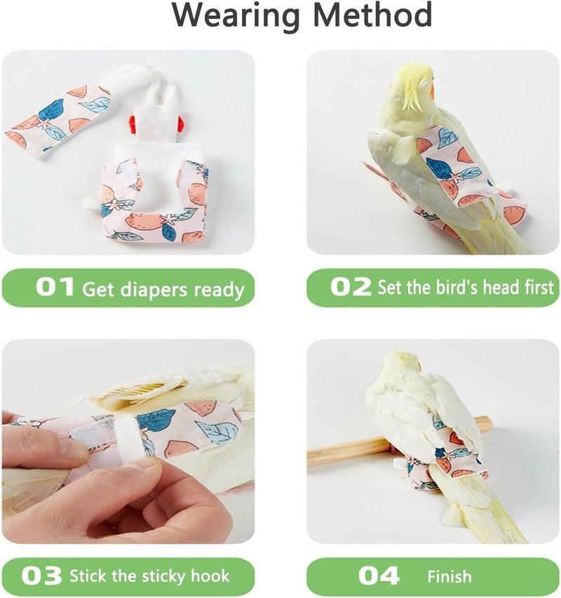 UtySty 2 Pack Bird Diaper Parrot Nappy Bird Flight Suits Harness Cockatiel Diaper Small Birds Clothes for Parakeet Cockatiels Mini Macaw Budgie Canary Pigeon Conure Budgies Mini Macaws Small Size - Image 4